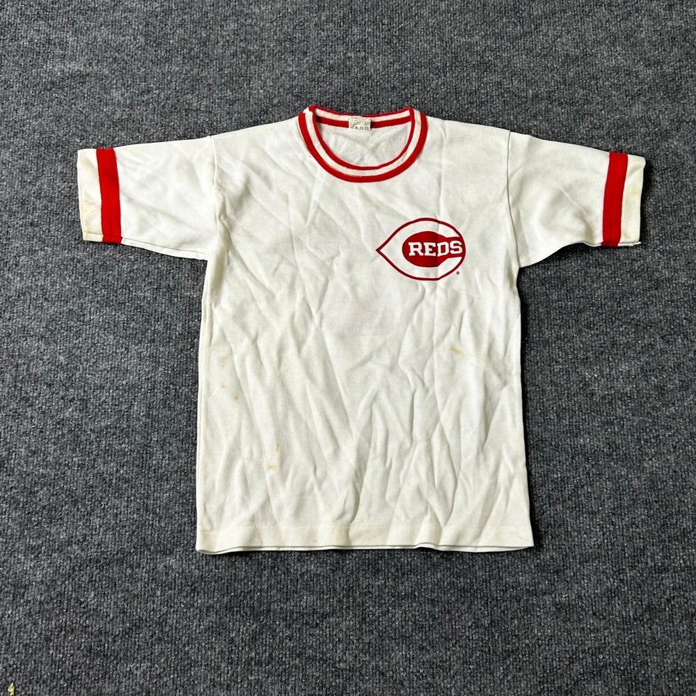 Velva Sheen T-Shirt Youth Size M White Cincinnati Reds Ringer Vintage